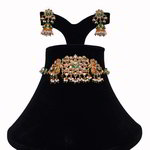 *Молочное и золотое индийское украшение на шею с искусственными камнями, бисером