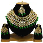 *Зелёное и золотое индийское украшение на шею с искусственными камнями