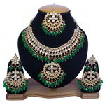 *Зелёное и золотое индийское украшение на шею со стразами, искусственными камнями