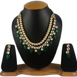 *Зелёное и золотое индийское украшение на шею с искусственными камнями