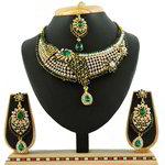 *Зелёное и золотое индийское украшение на шею со стразами