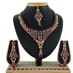 *Бордовое, золотое и красное индийское украшение на шею со стразами