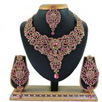 *Золотое и розовое индийское украшение на шею со стразами