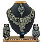 *Золотое и синее индийское украшение на шею со стразами