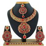 *Бордовое, золотое и красное индийское украшение на шею со стразами