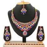 *Разноцветное и золотое индийское украшение на шею со стразами