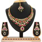 *Разноцветное и золотое индийское украшение на шею со стразами