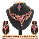 *Золотое и розовое индийское украшение на шею со стразами