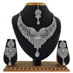 *Серебристое индийское украшение на шею со стразами