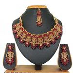 *Бордовое, золотое и красное индийское украшение на шею со стразами