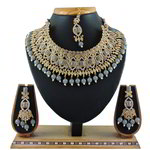 *Чёрное, золотое и серое индийское украшение на шею со стразами