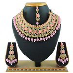 *Золотое и розовое индийское украшение на шею со стразами