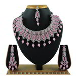 *Золотое и розовое индийское украшение на шею со стразами