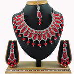 *Бордовое, золотое и красное индийское украшение на шею со стразами