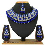 *Золотое и синее индийское украшение на шею со стразами