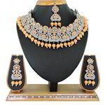 *Золотое и розовое индийское украшение на шею со стразами