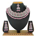 *Золотое и розовое индийское украшение на шею со стразами