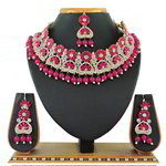 *Золотое и розовое индийское украшение на шею со стразами