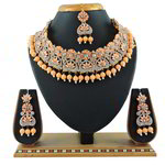 *Золотое и розовое индийское украшение на шею со стразами