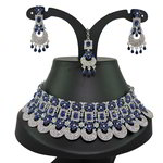 *Золотое и синее индийское украшение на шею со стразами