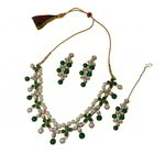 *Зелёное и золотое индийское украшение на шею со стразами, искусственными камнями