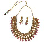 *Золотое и розовое индийское украшение на шею со стразами, искусственными камнями