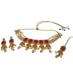 *Бордовое, золотое и красное индийское украшение на шею со стразами, искусственными камнями