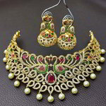 *Разноцветное и золотое индийское украшение на шею со стразами, перламутровыми бусинками