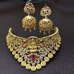 *Золотое и розовое индийское украшение на шею со стразами