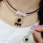 *Золотое и синее индийское украшение на шею со стразами