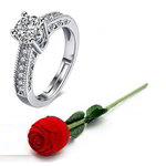 *Серебристое женское индийское кольцо со стразами