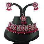 *Золотое и розовое индийское украшение на шею со стразами, перламутровыми бусинками