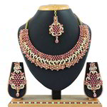 *Золотое и розовое индийское украшение на шею со стразами