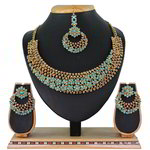 *Золотое и синее индийское украшение на шею со стразами