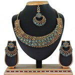 *Золотое и синее индийское украшение на шею со стразами