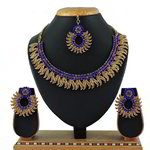 *Золотое и синее индийское украшение на шею со стразами