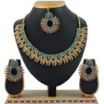 *Золотое и синее индийское украшение на шею со стразами