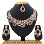 *Золотое и розовое индийское украшение на шею со стразами