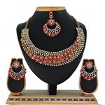 *Бордовое, золотое и красное индийское украшение на шею со стразами