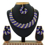 *Золотое и синее индийское украшение на шею со стразами