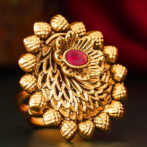 Цвета меди и золотое медное женское индийское кольцо с искусственными камнями