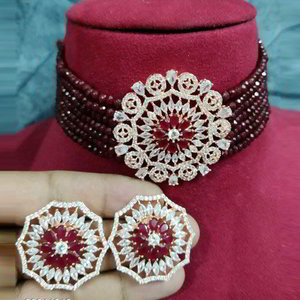 Бордовое, золотое и красное индийское украшение на шею со стразами