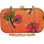 *Оранжевая женская сумочка-клатч, украшенная вышивкой