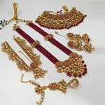 *Бордовый, цвета меди, золотой и красный медный набор свадебных индийских украшений со стразами