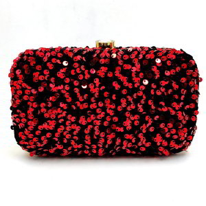Бордовая и красная женская сумочка-клатч, украшенная вышивкой с пайетками