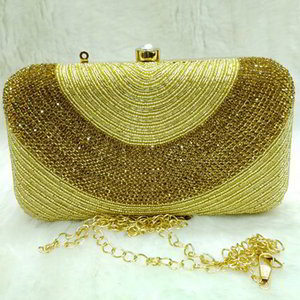 Золотая женская сумочка-клатч с бисером, пайетками