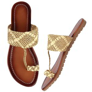 Бежевая и коричневая индийская женская обувь