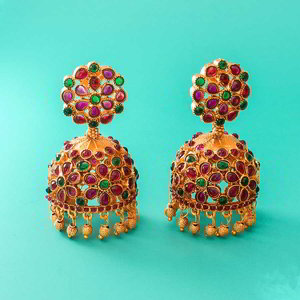Разноцветные, цвета меди и золотые медные индийские серьги с искусственными камнями, бисером