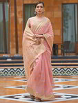 *Розовое льняное индийское сари, украшенное вышивкой люрексом