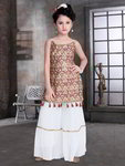 *Белый индийское национальное платье / костюм для девочки из креп-жоржета без рукавов, украшенный вышивкой люрексом